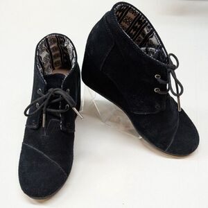 TOMS Kala Black Suede Wedge Desert Bootie, size 9